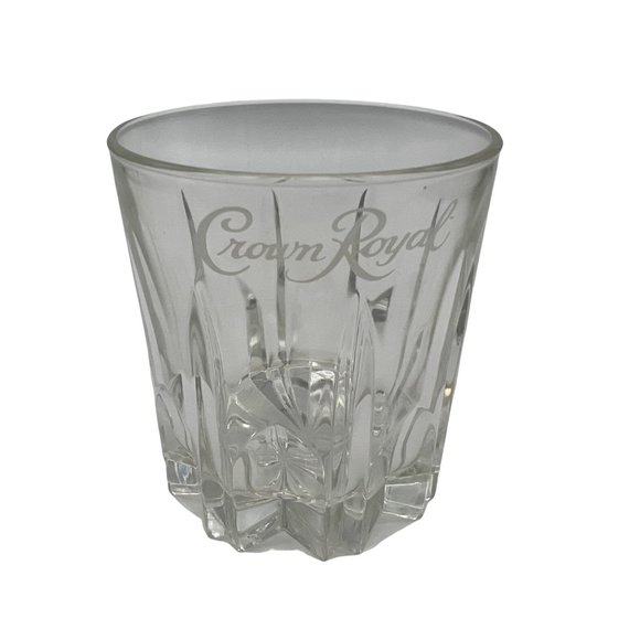 Crown Royal Lowball Whiskey Glass Diamond Starburst Pattern Italy 3.5" - Picture 1 of 7